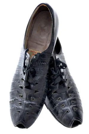 1930s Lace Up Vintage Peep Toe Shoes from Shoe Saver 8N