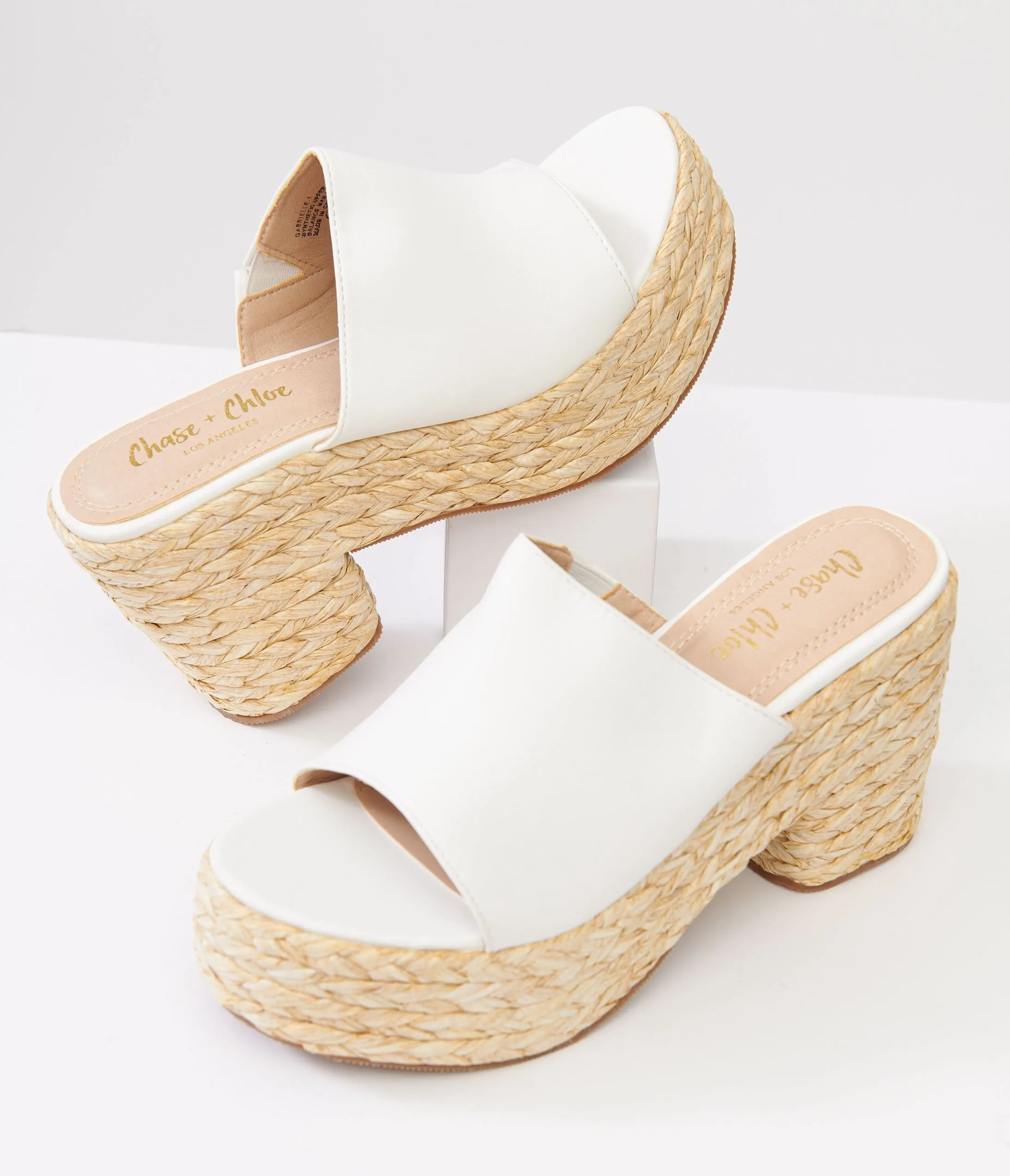 1970s White Platform Woven Sandals