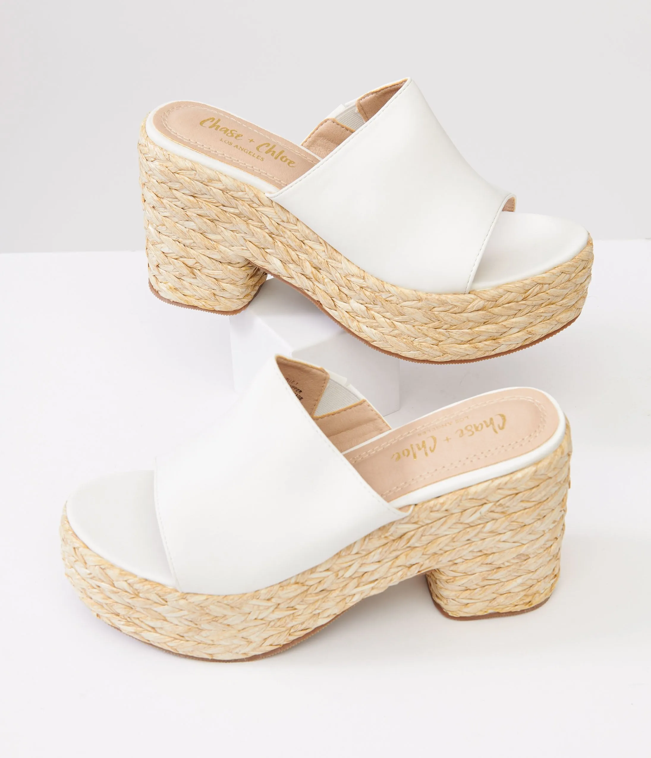 1970s White Platform Woven Sandals