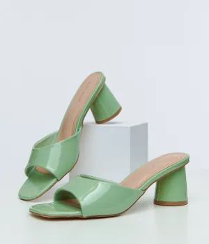 1990s Sage Green Square Toe Mules