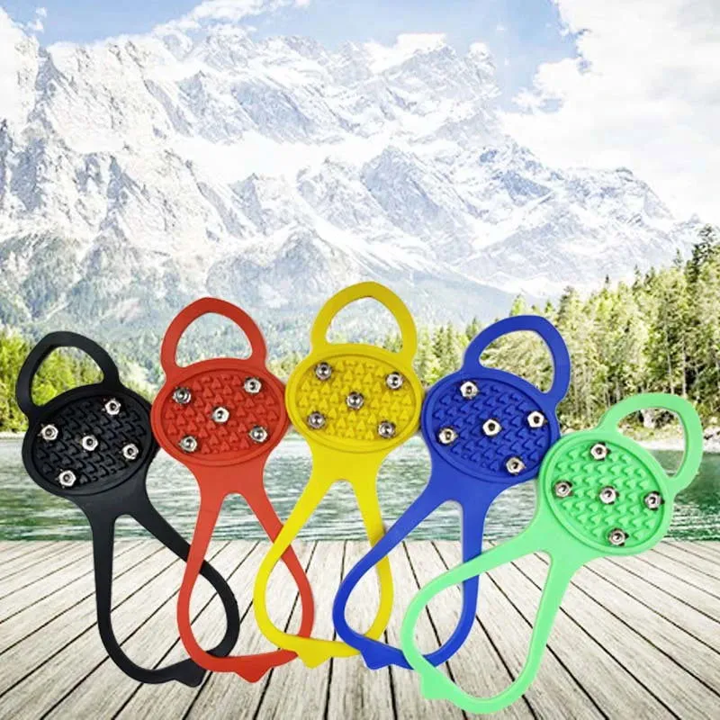 5 Teeth Ice Gripper For Shoes Women Men Non-slip Crampons Shoes Cover Camping Mountaineering Tool Travel Equipment