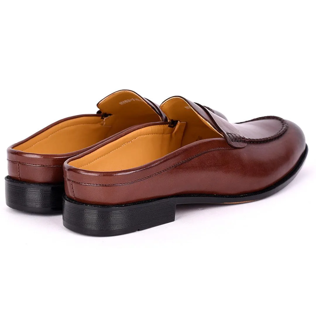 Abraham Mathias Plain Leather Men's Mole Shoe- Brown