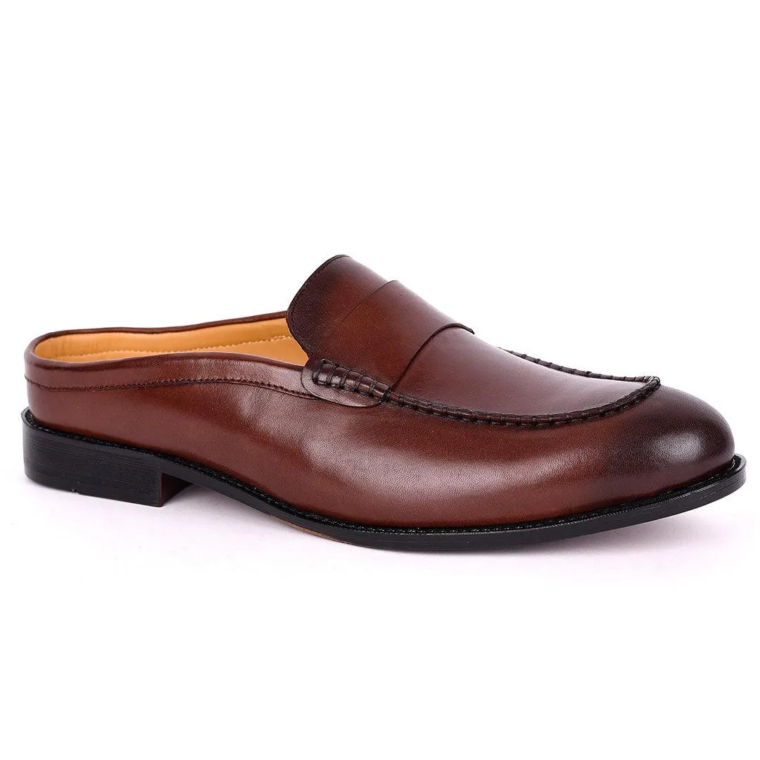 Abraham Mathias Plain Leather Men's Mole Shoe- Brown