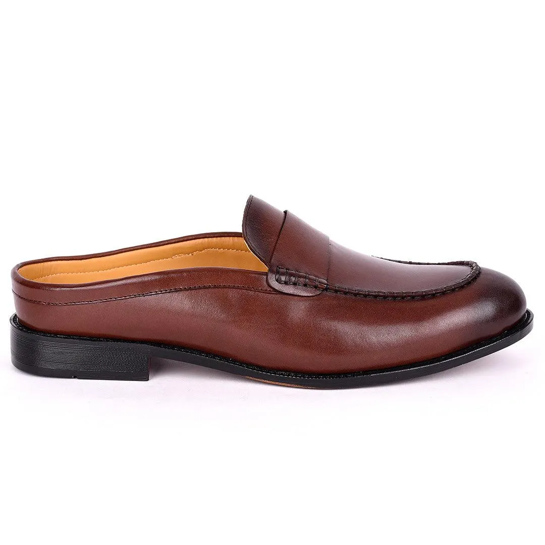 Abraham Mathias Plain Leather Men's Mole Shoe- Brown