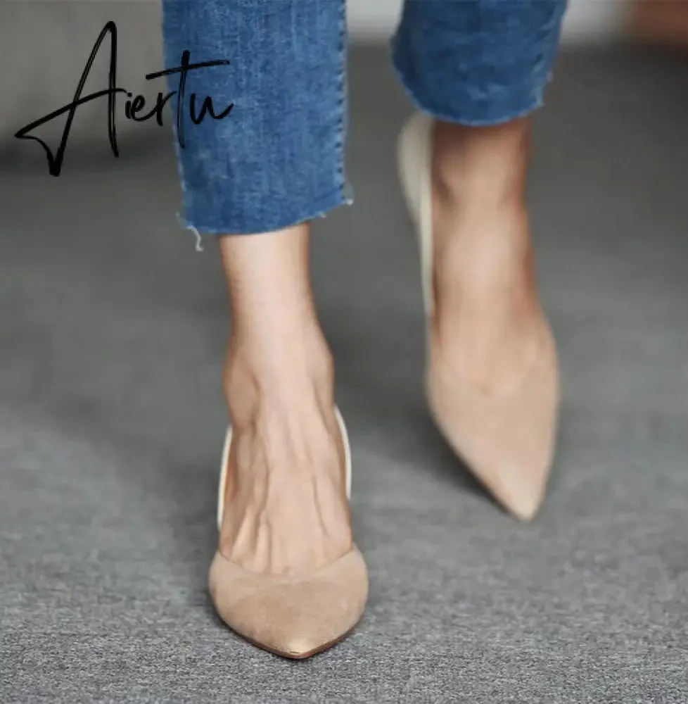 Aiertu  Spring Autumn High Heels Women Colorblock Sexy Single Shoes Stiletto Women Shoes Begin Work Shoes