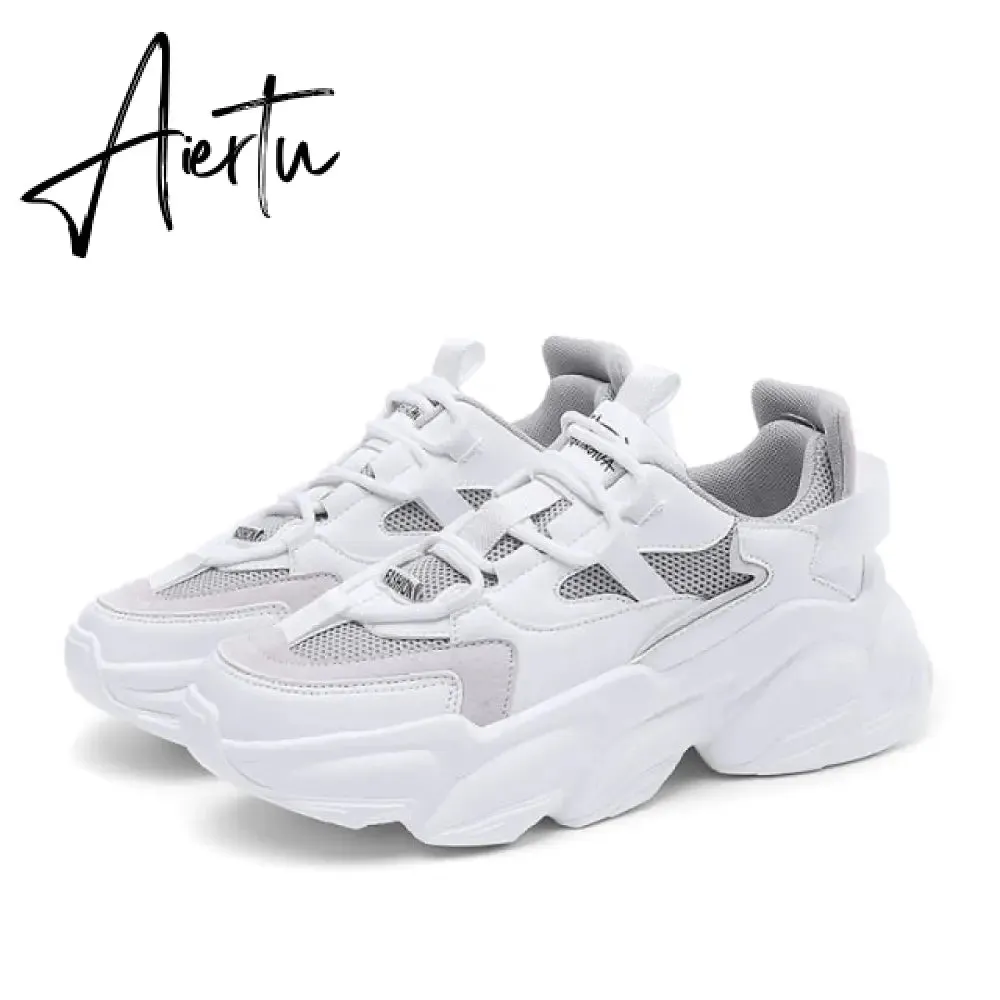 Aiertu Women's Vulcanize Shoes Platform Chunky Sneakers,off white Brown Sports Shoes,Comfort Casual High Sneaker Women Vulcanize Sneake