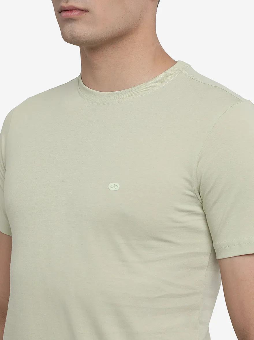 Aloe Wash Green Solid Slim Fit T-Shirt | JadeBlue