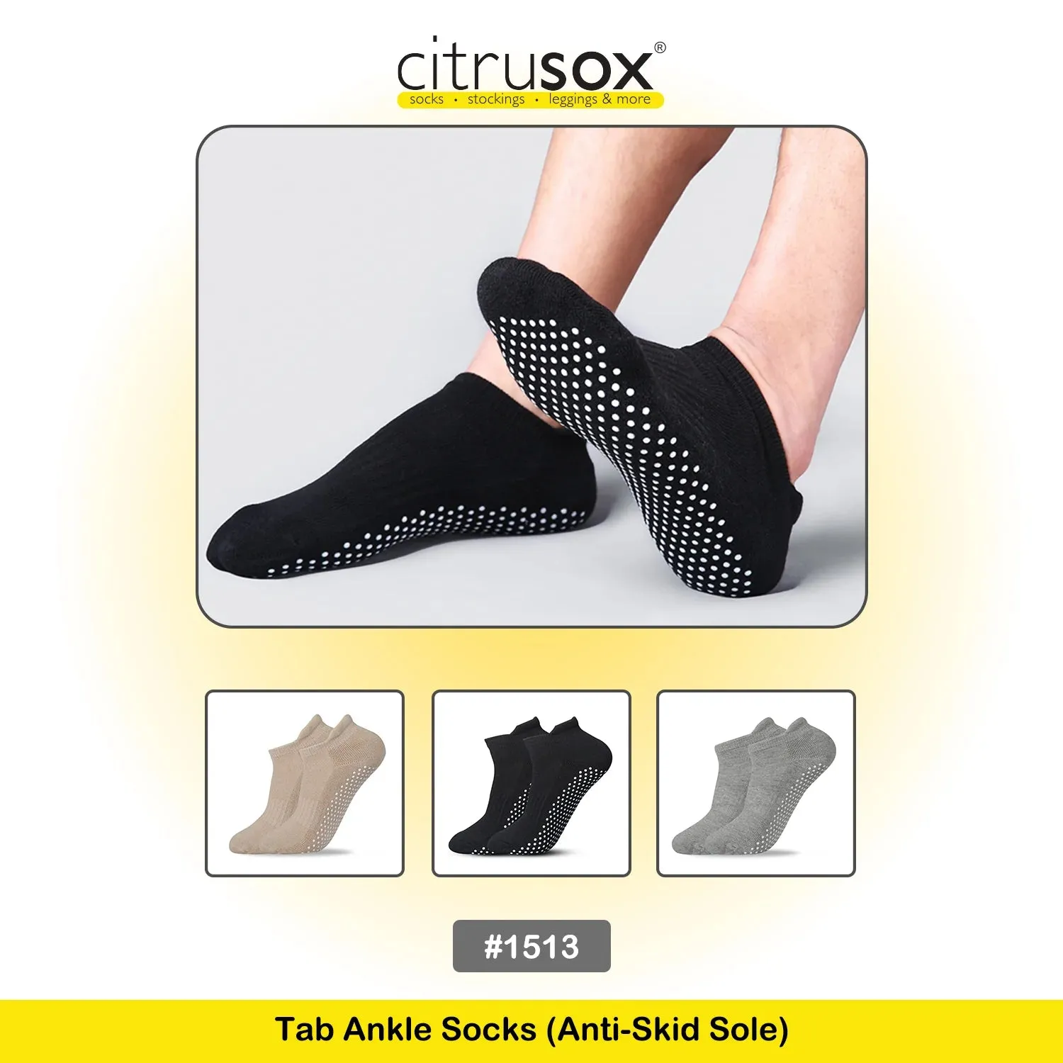 Anti-Skid Cushioned Tab Men Ankle Socks