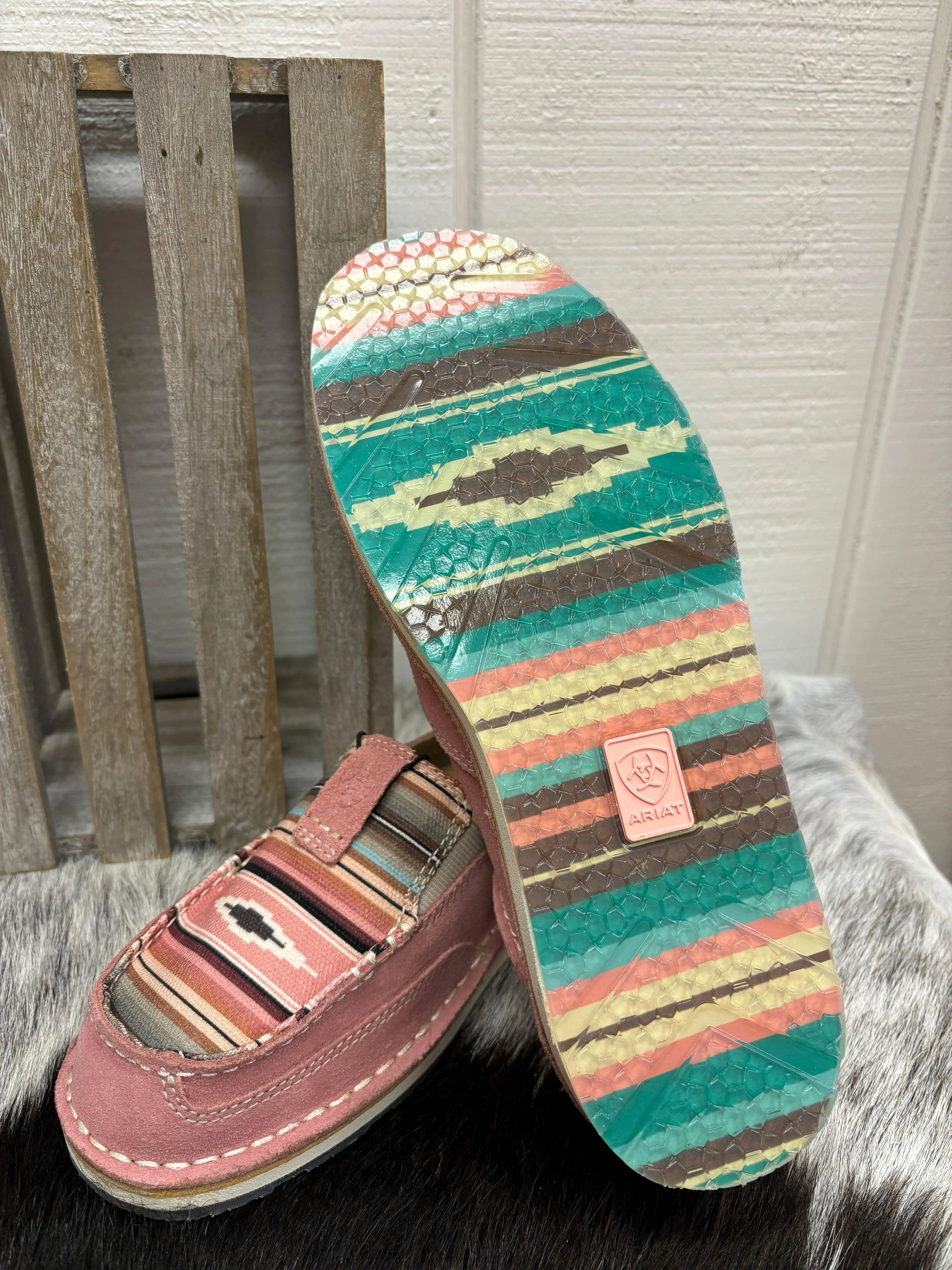 Ariat Women's Azalea Suede & Baby Pink Serape Cruiser Shoes 10050958