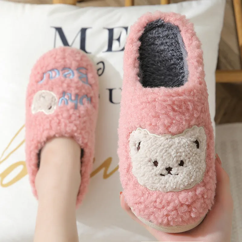 Bear Slippers Winter Warm House Shoes For Women Couple