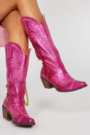 Best Days Ahead Cowboy Boots - Hot Pink