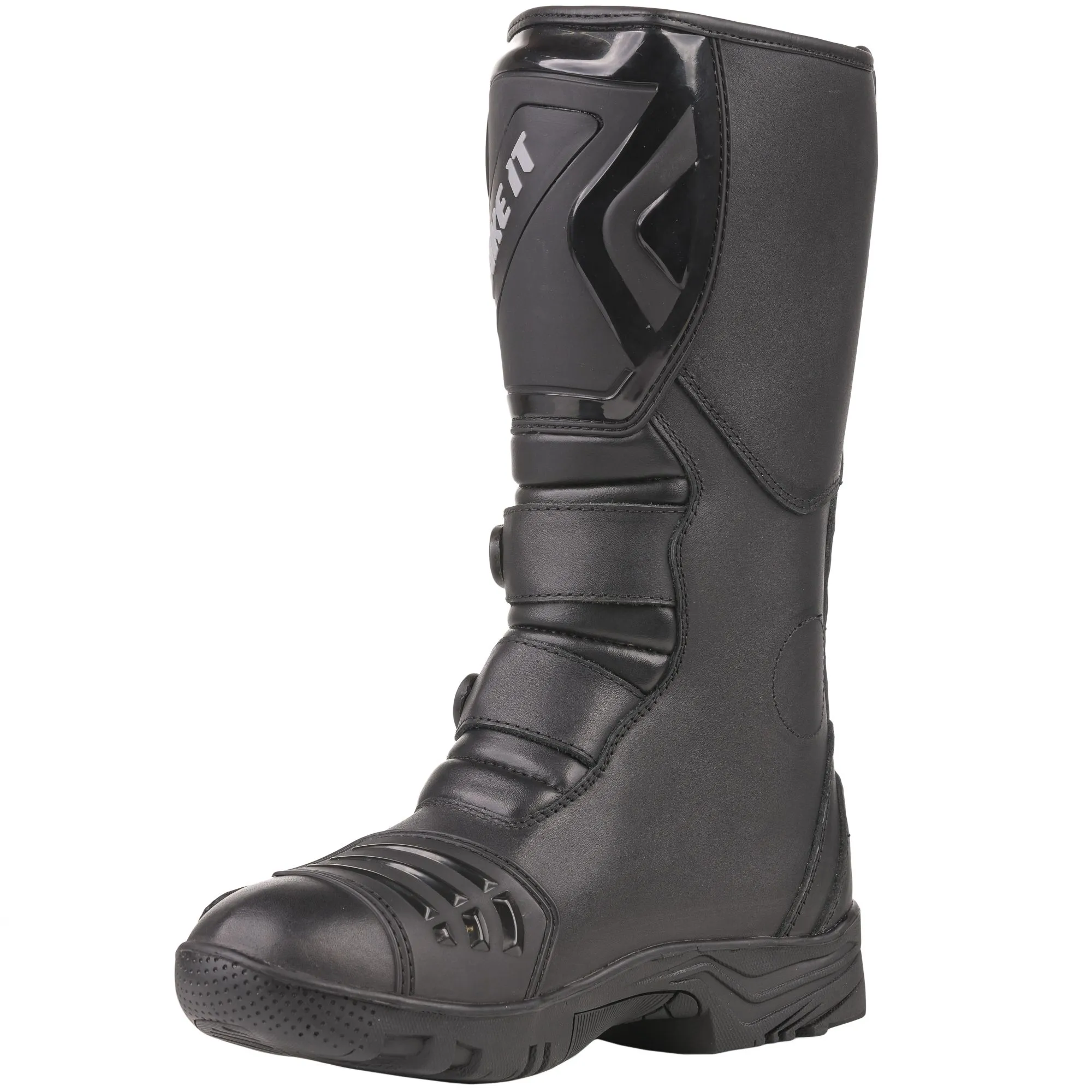 Bike It 'Triple-Black' Motorcycle Adventure Boot (Black)