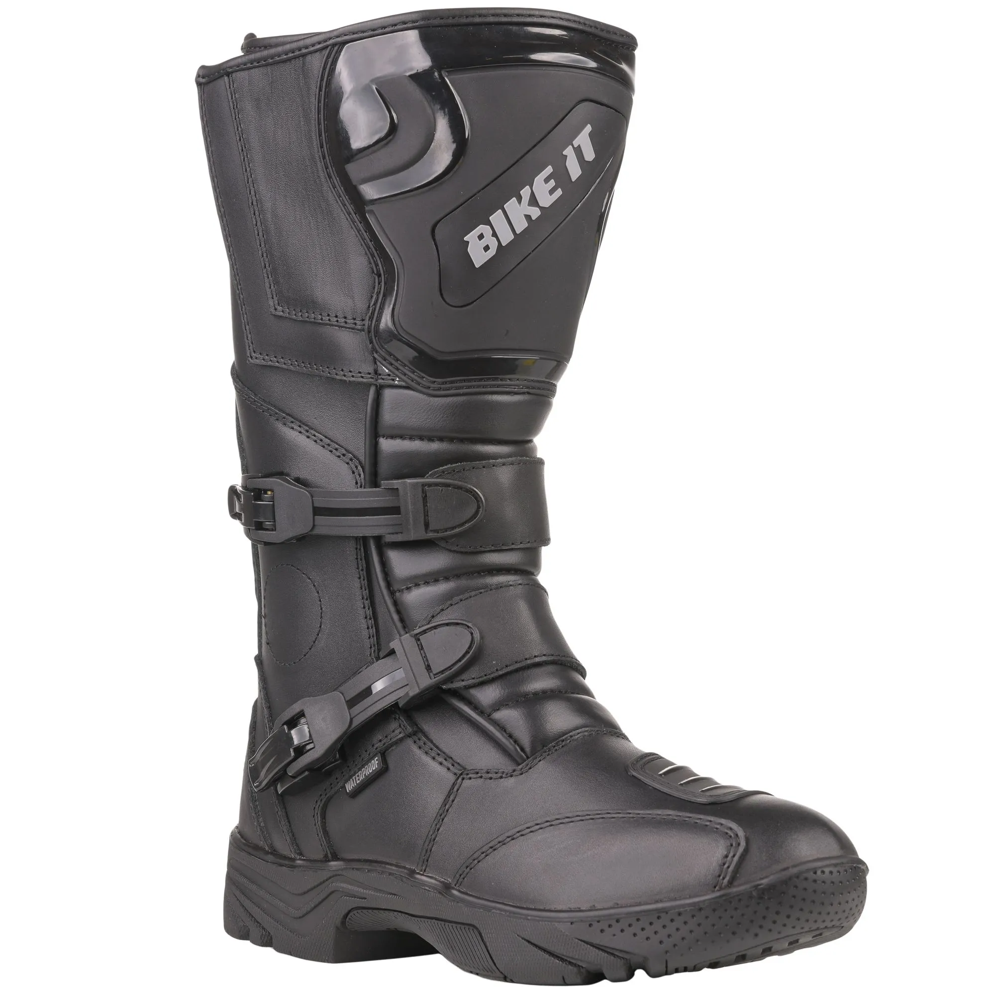 Bike It 'Triple-Black' Motorcycle Adventure Boot (Black)