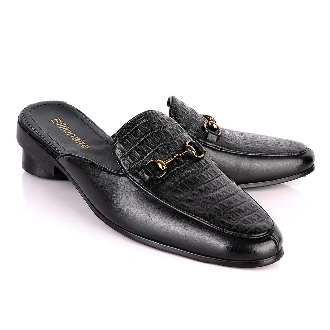 Billionaire Exquisite Chain Head Black Mole Leather Shoe