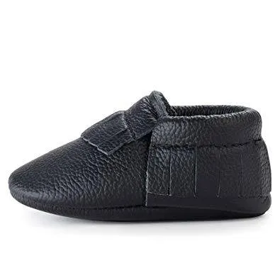 BLACK LEATHER MOCCASINS