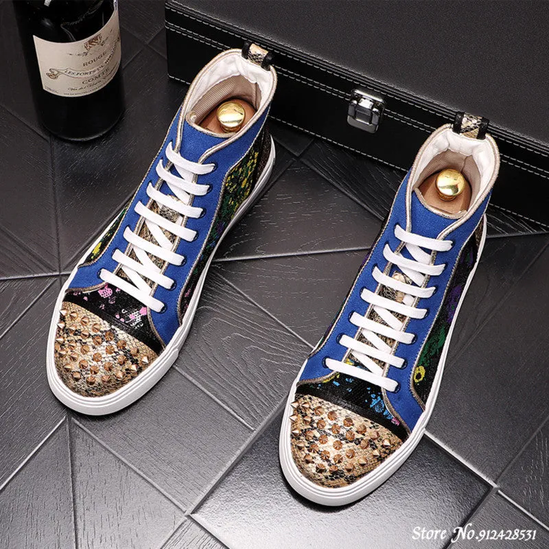 Breathable Thorn Decorated Split Leather Sneakers