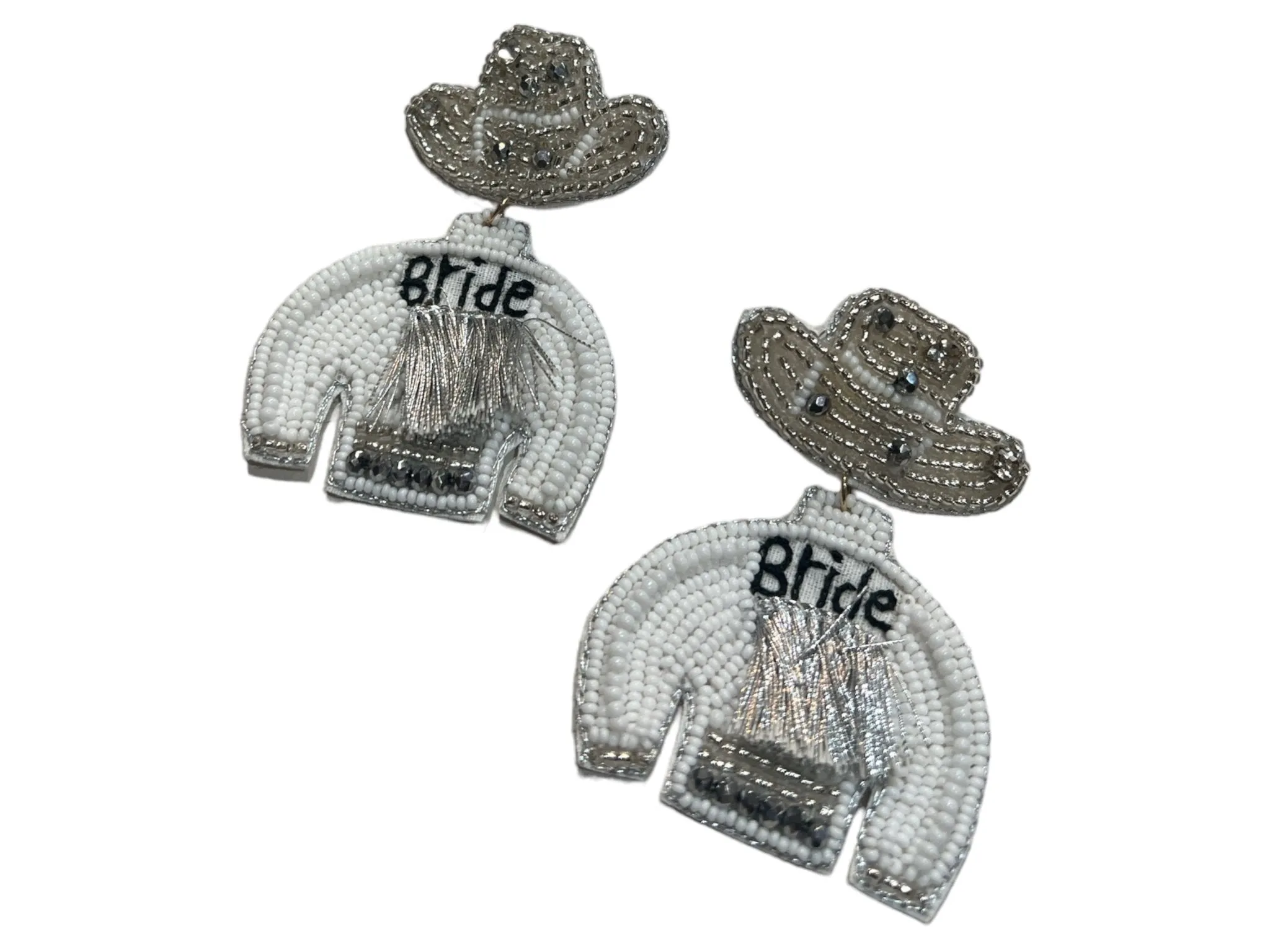 BRIDE Beaded Cowgirl Jacket & Silver Hat Earring