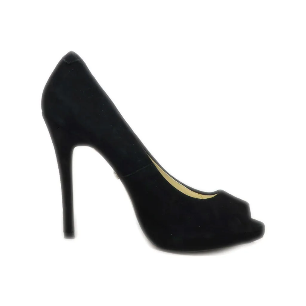 Buffalo London Peep Toe Suede Black Colour For Women