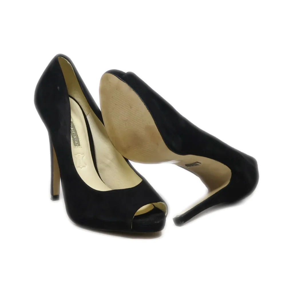 Buffalo London Peep Toe Suede Black Colour For Women