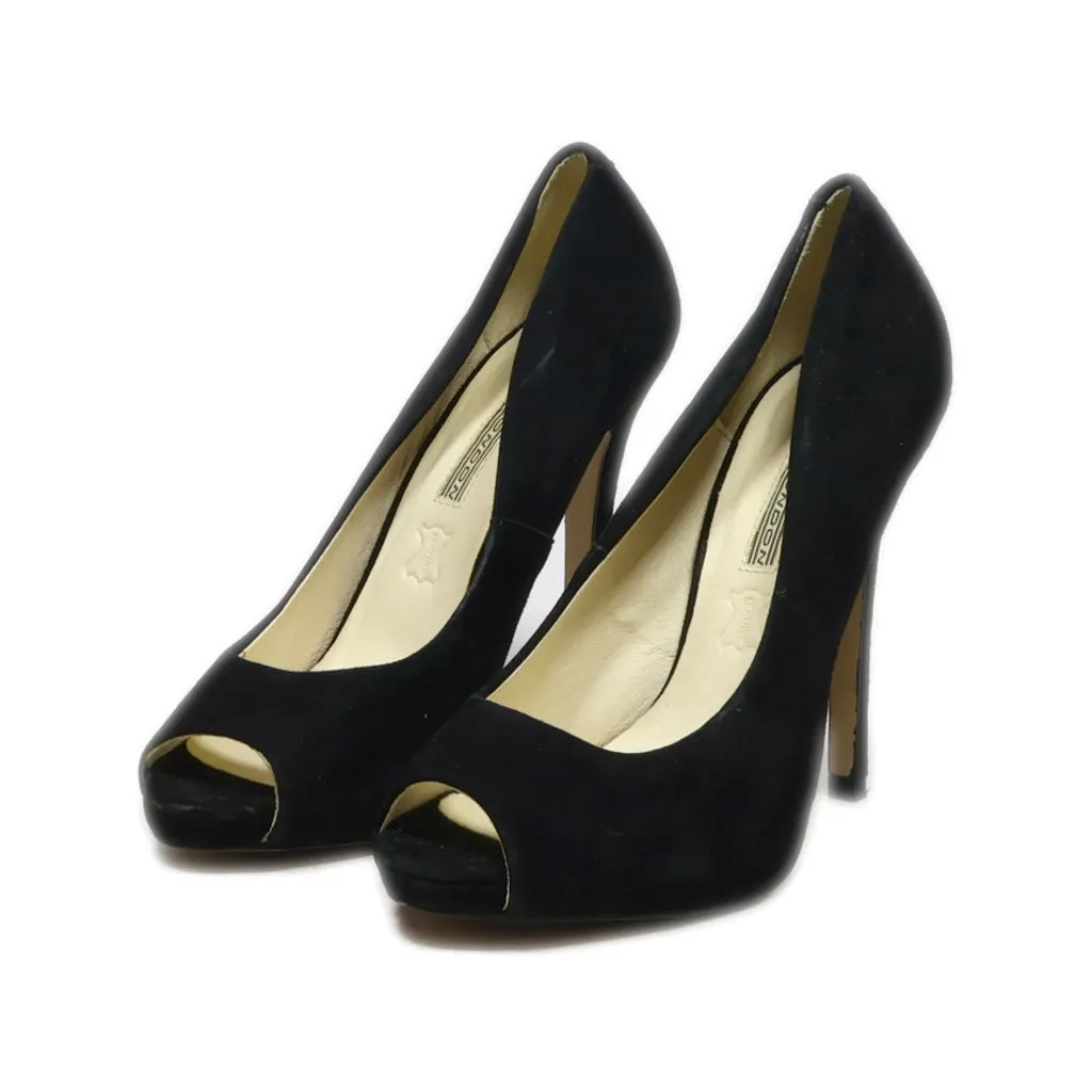 Buffalo London Peep Toe Suede Black Colour For Women