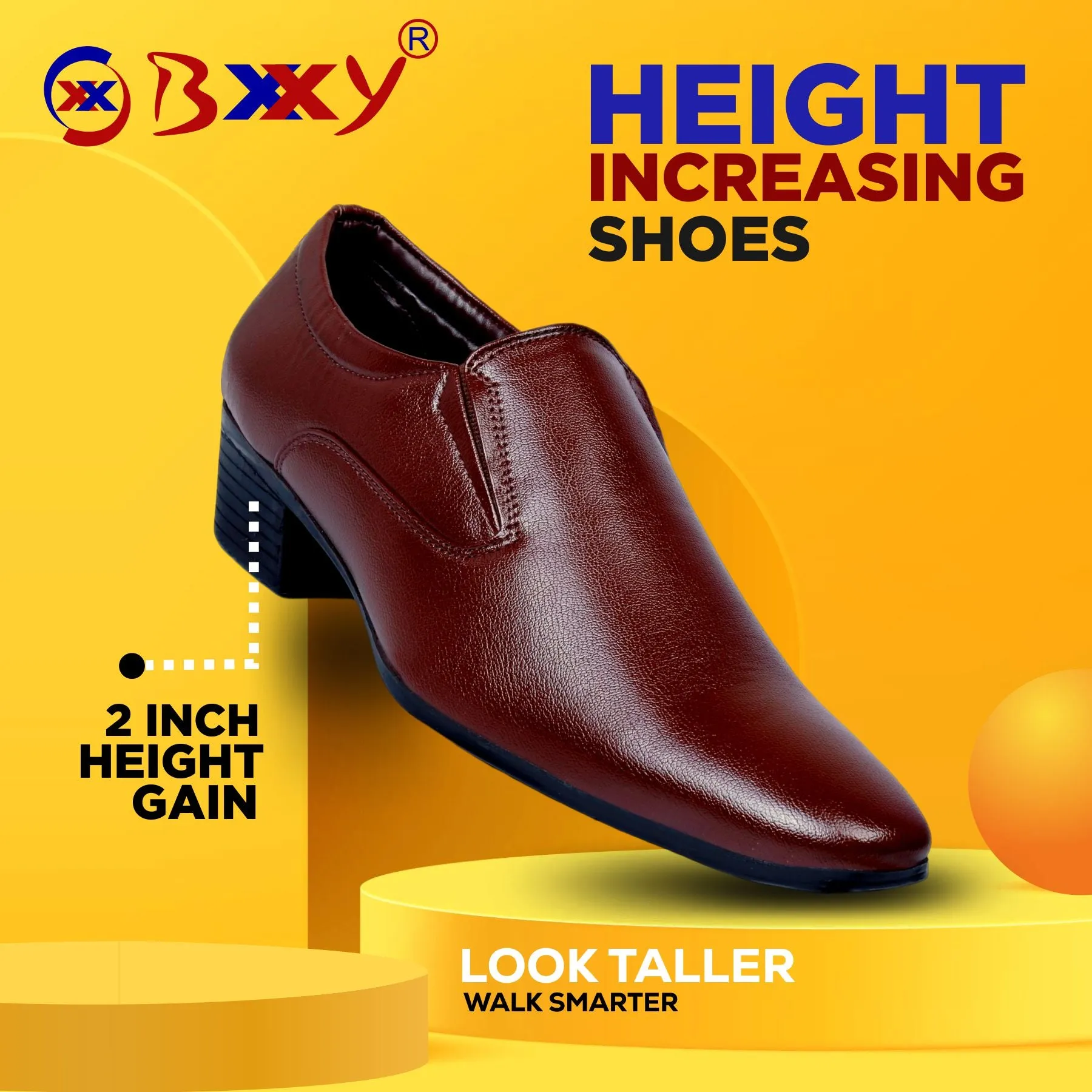 Bxxy's Height Increasing Vegan Leather Elevator Shoes for Men