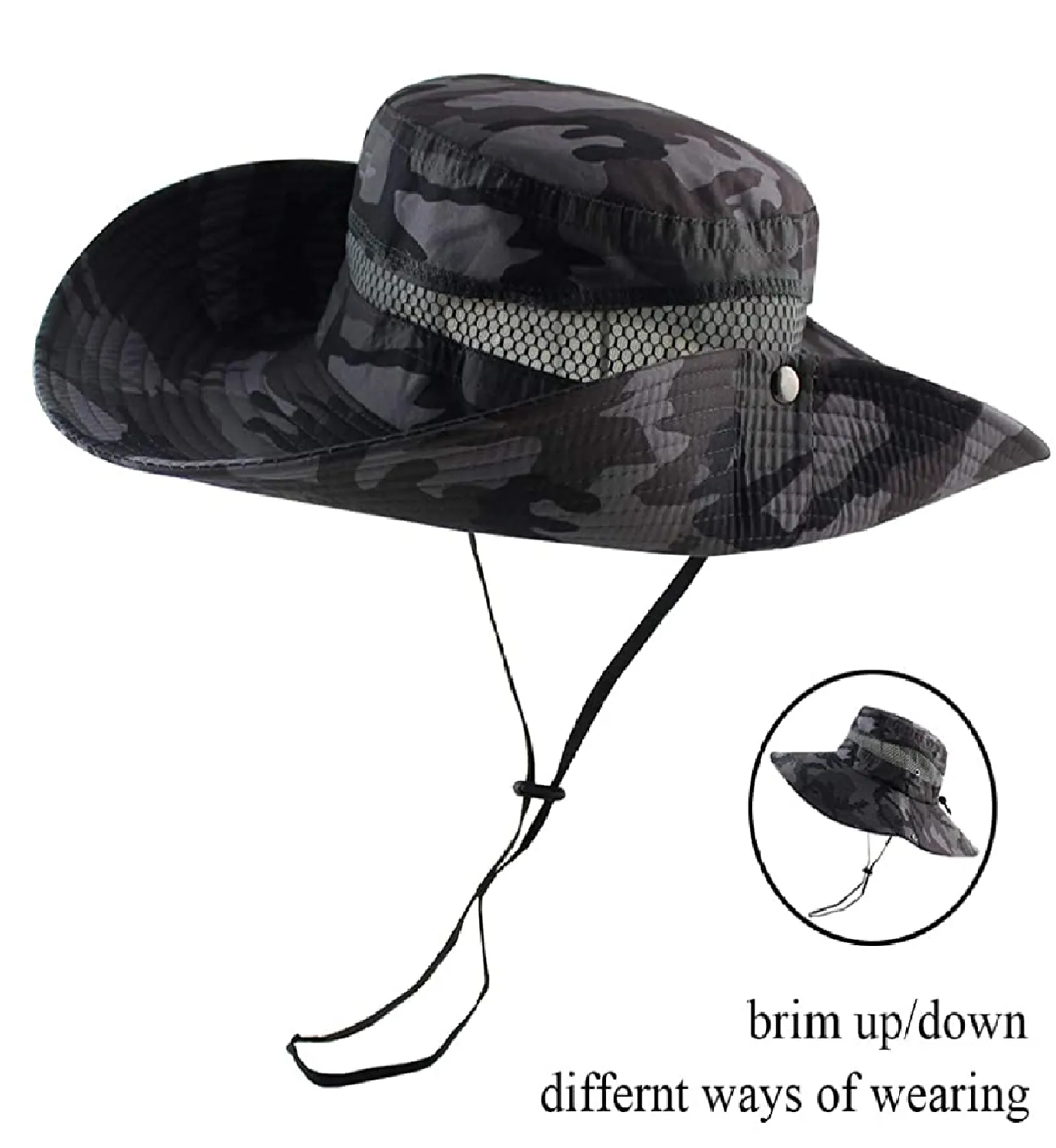 CAMOLAND Breathable Wide Brim Boonie Hat Outdoor UPF 50 