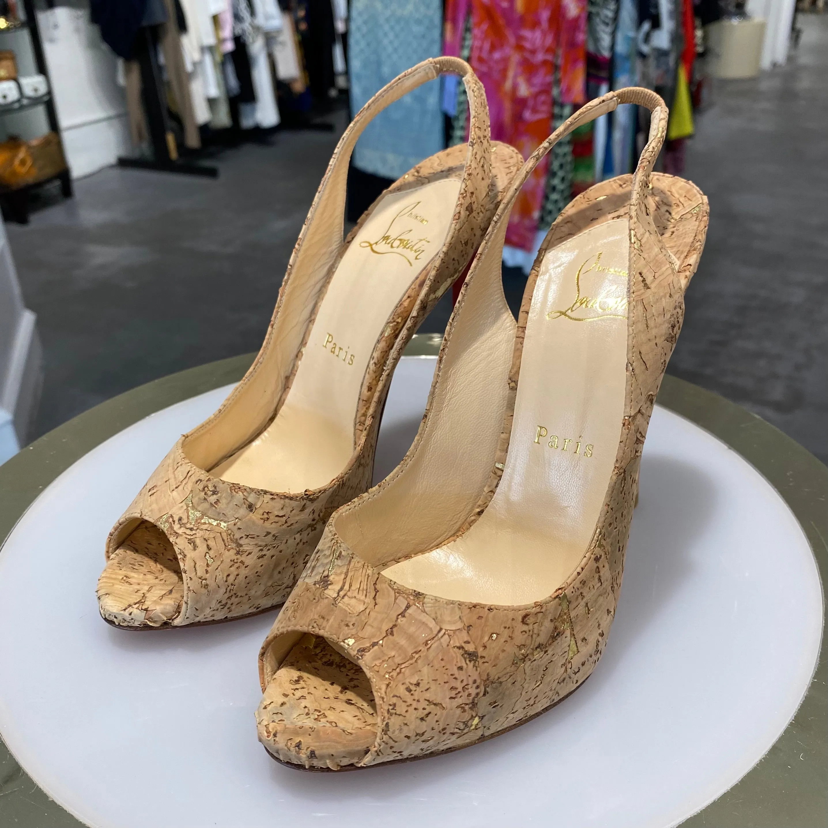 Christian Louboutin Cork & Gold No Prive 120