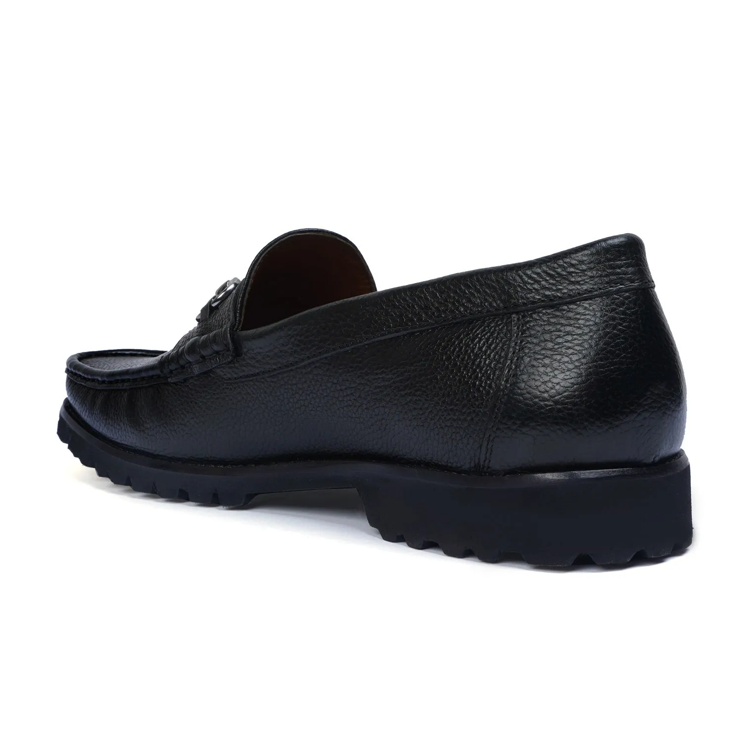 Chunky Sole Moccasin Loafer with Gunmetal Buckle