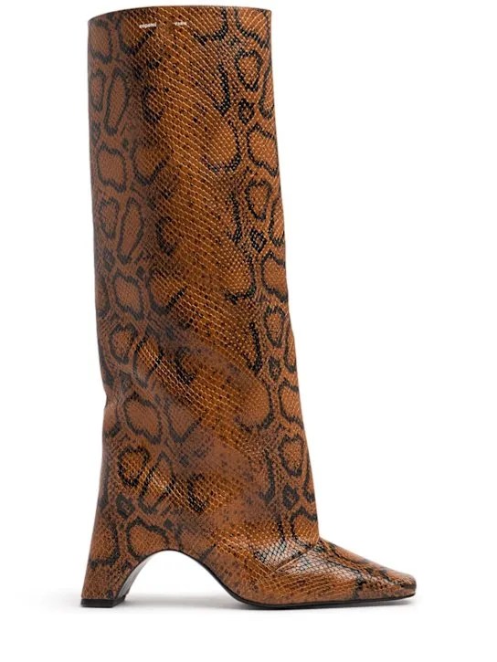 Coperni   85mm Snake print leather bridge boots 