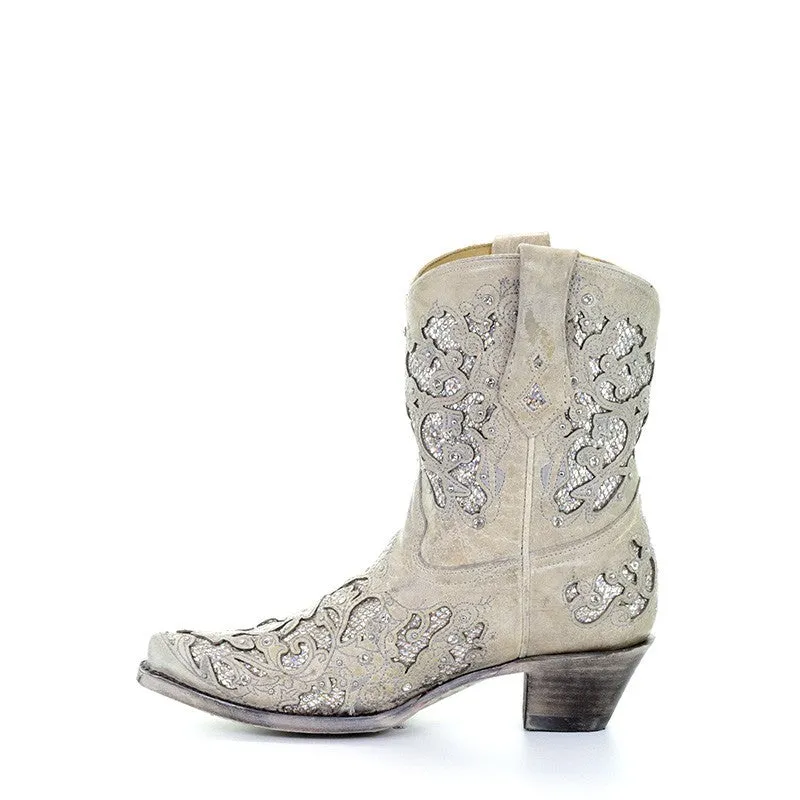 Corral Wedding Collection Women's Mariah White Ankle Boot  A3550