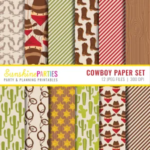 Cowboy Digital Paper Set | Western Design Paper Set