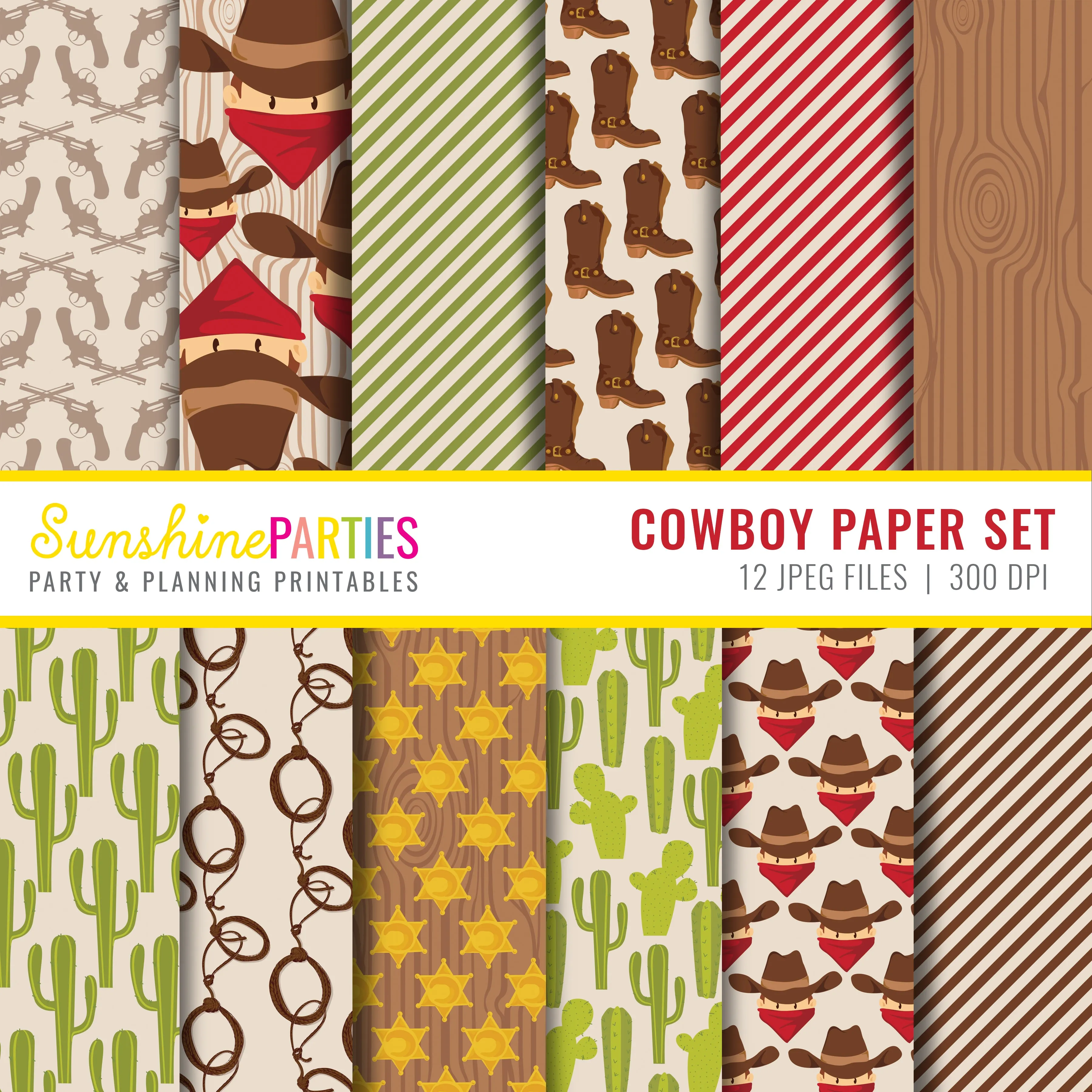 Cowboy Digital Paper Set | Western Design Paper Set