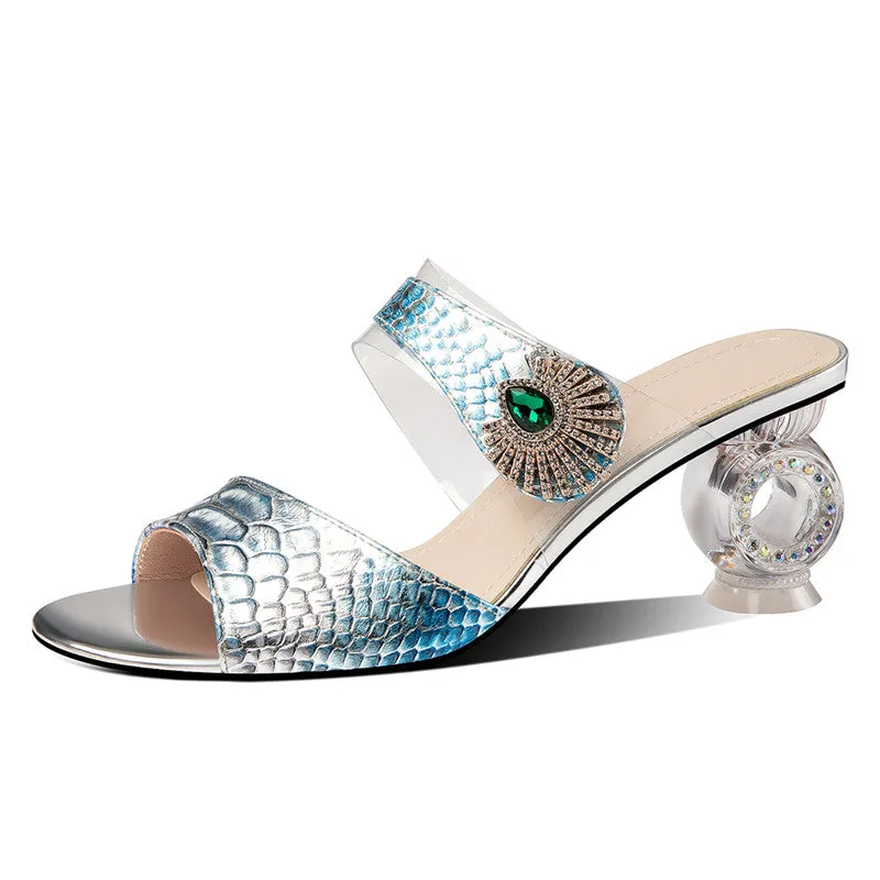 Daniyah Peep Toe Novelty Rhinestone Mules