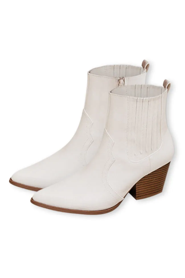 Darby Pointed Toe Beige Western Booties FINAL SALE