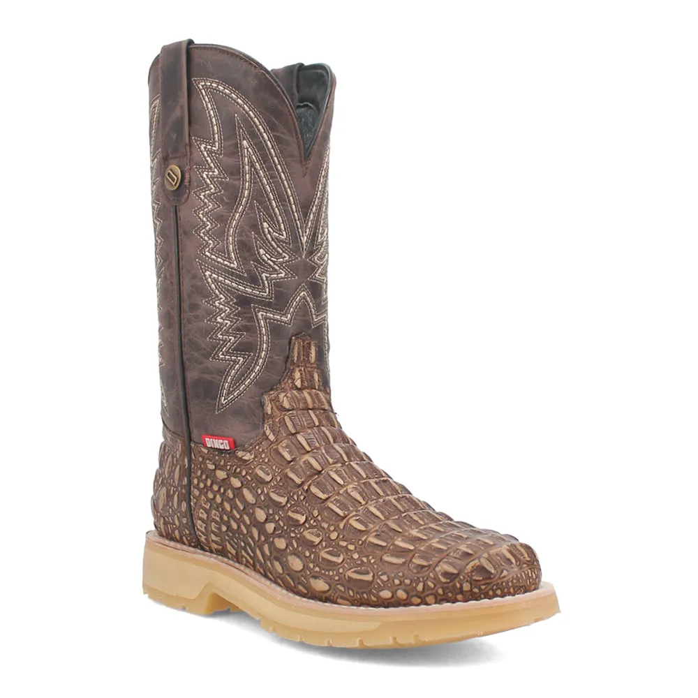 Death Valley Embroidered Croc Round Toe Cowboy Boots