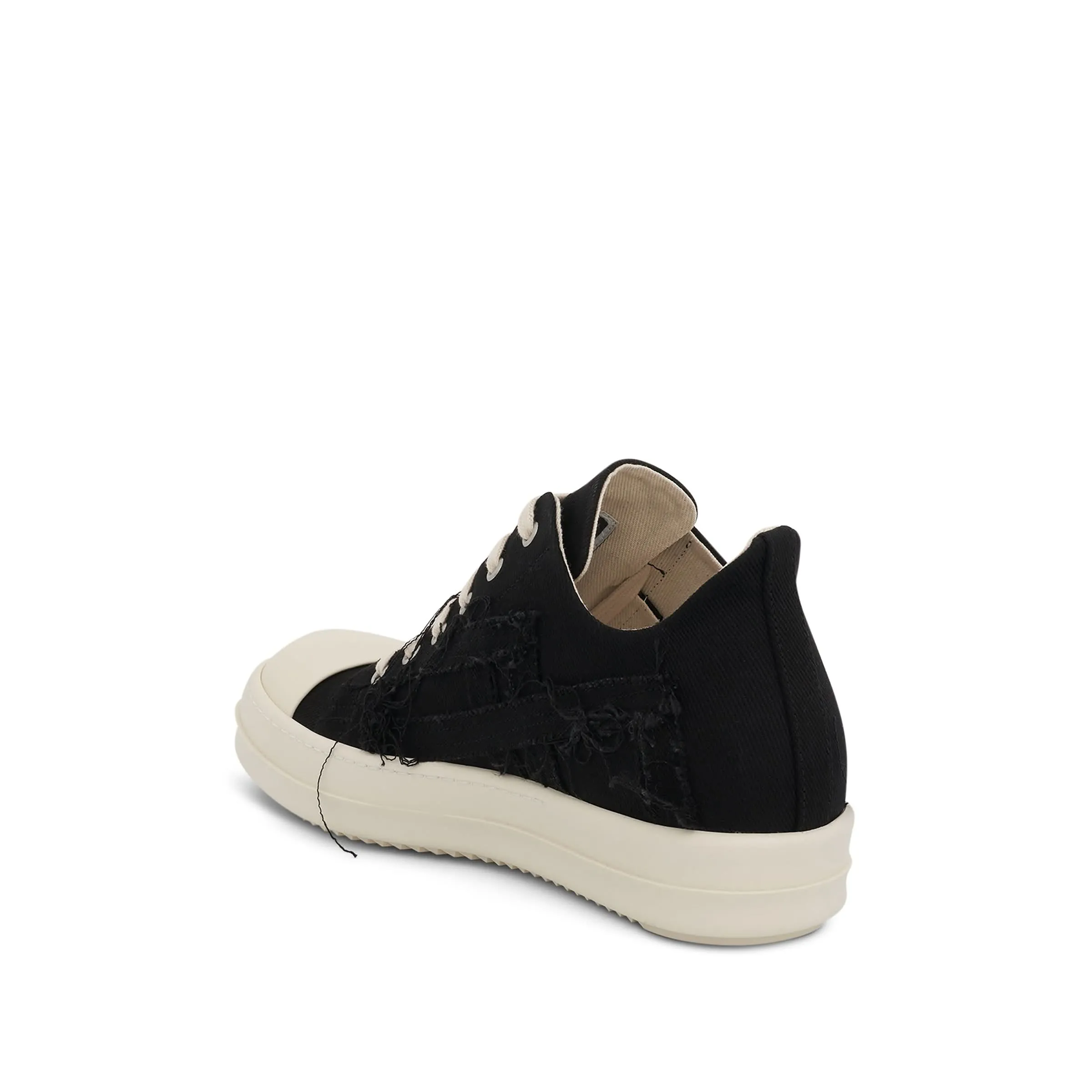 Denim Slashed Low Sneaker in Black/Milk