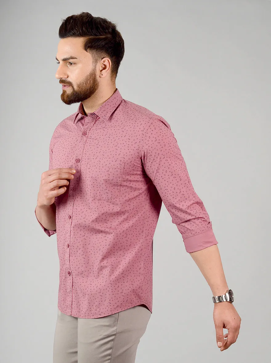 Desert Pink Printed Slim Fit Casual Shirt | Greenfibre