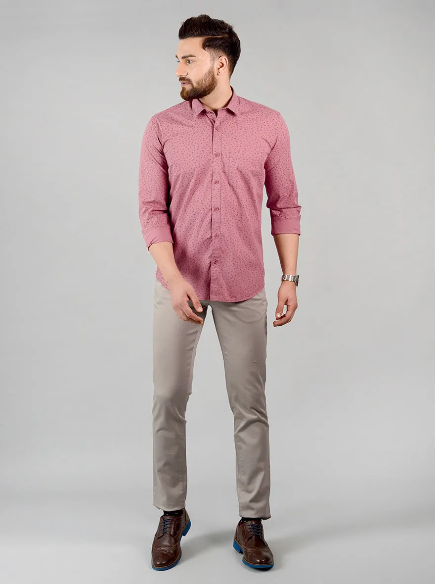 Desert Pink Printed Slim Fit Casual Shirt | Greenfibre