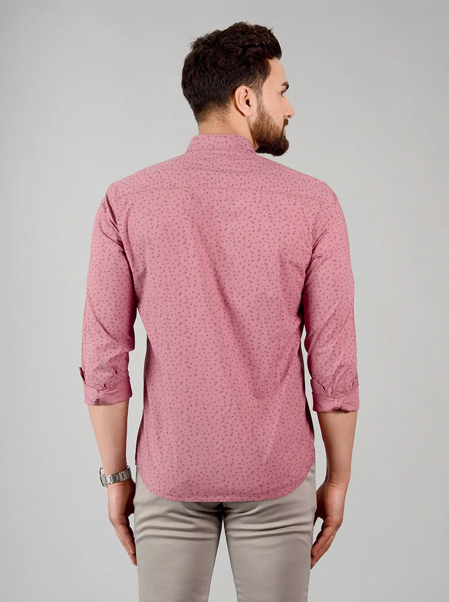 Desert Pink Printed Slim Fit Casual Shirt | Greenfibre