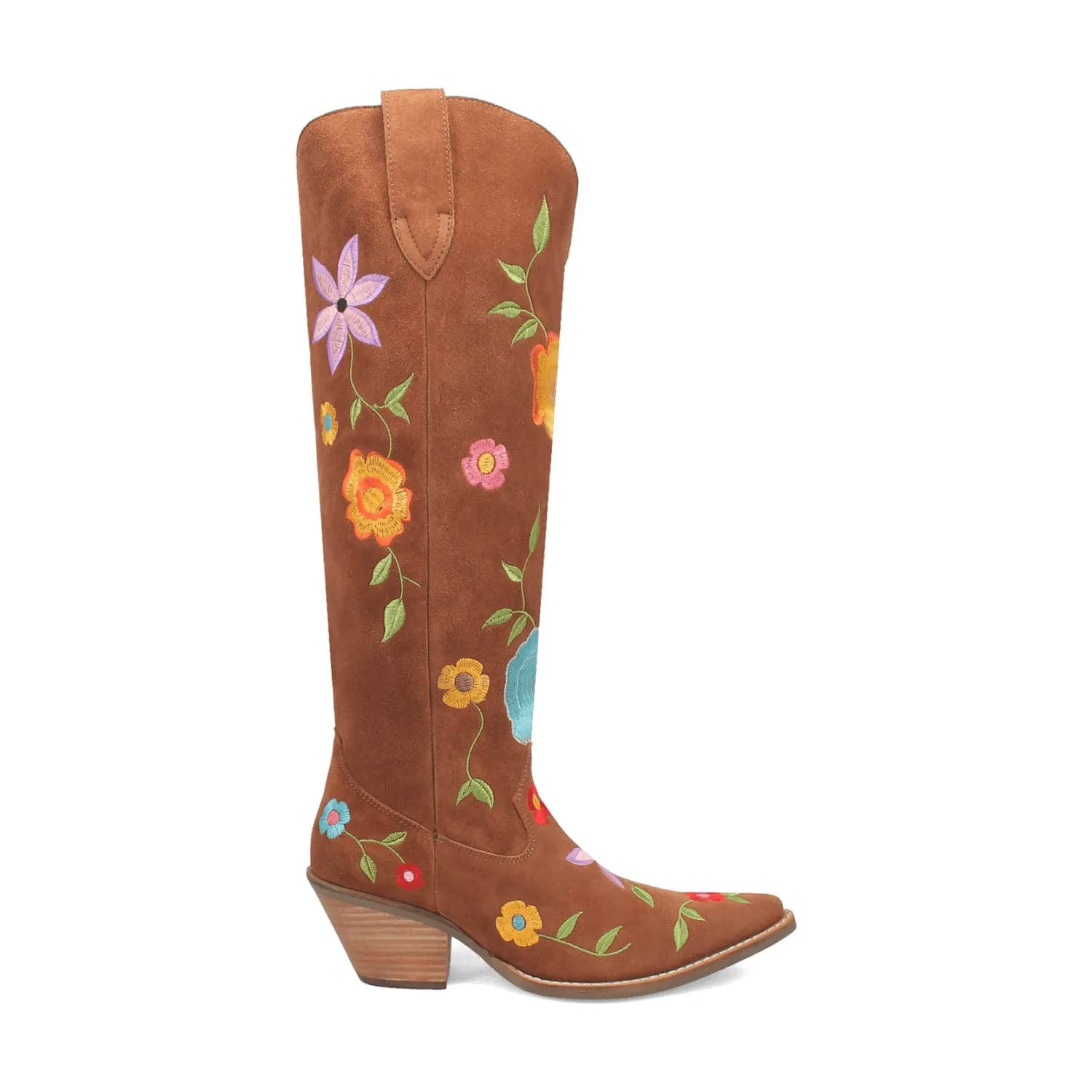 Dingo Womens Flower Power Brown Suede Cowboy Boots