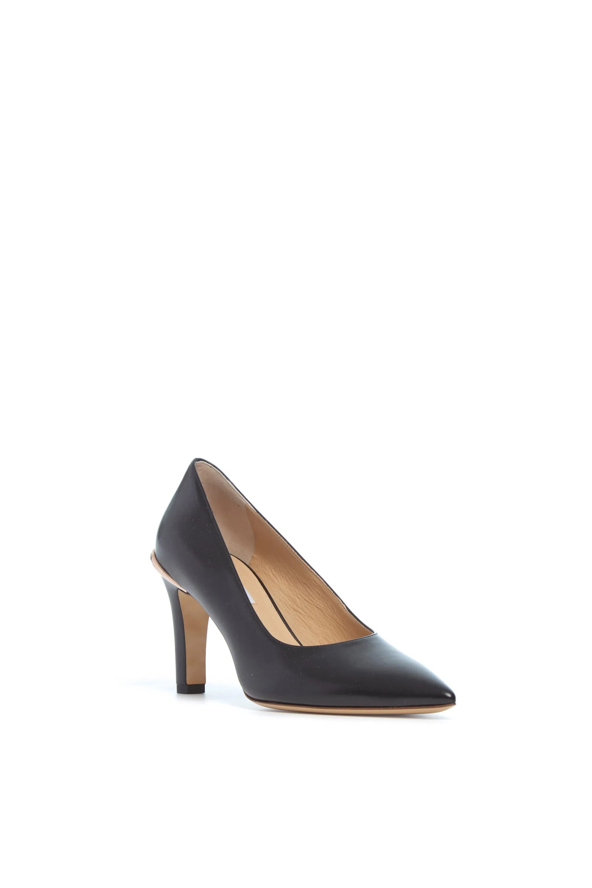 Edwina High Heel Stiletto Pump in Black Nappa Leather