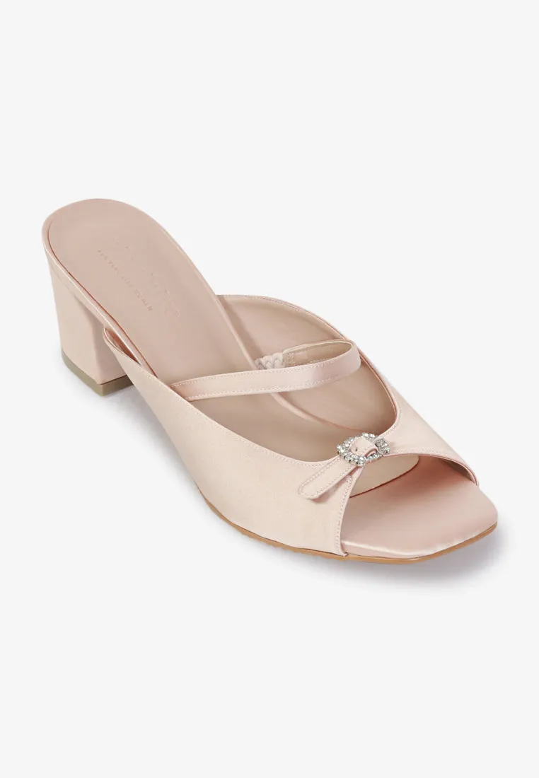 Eliza Elegant Peep Toe Heels - Nude