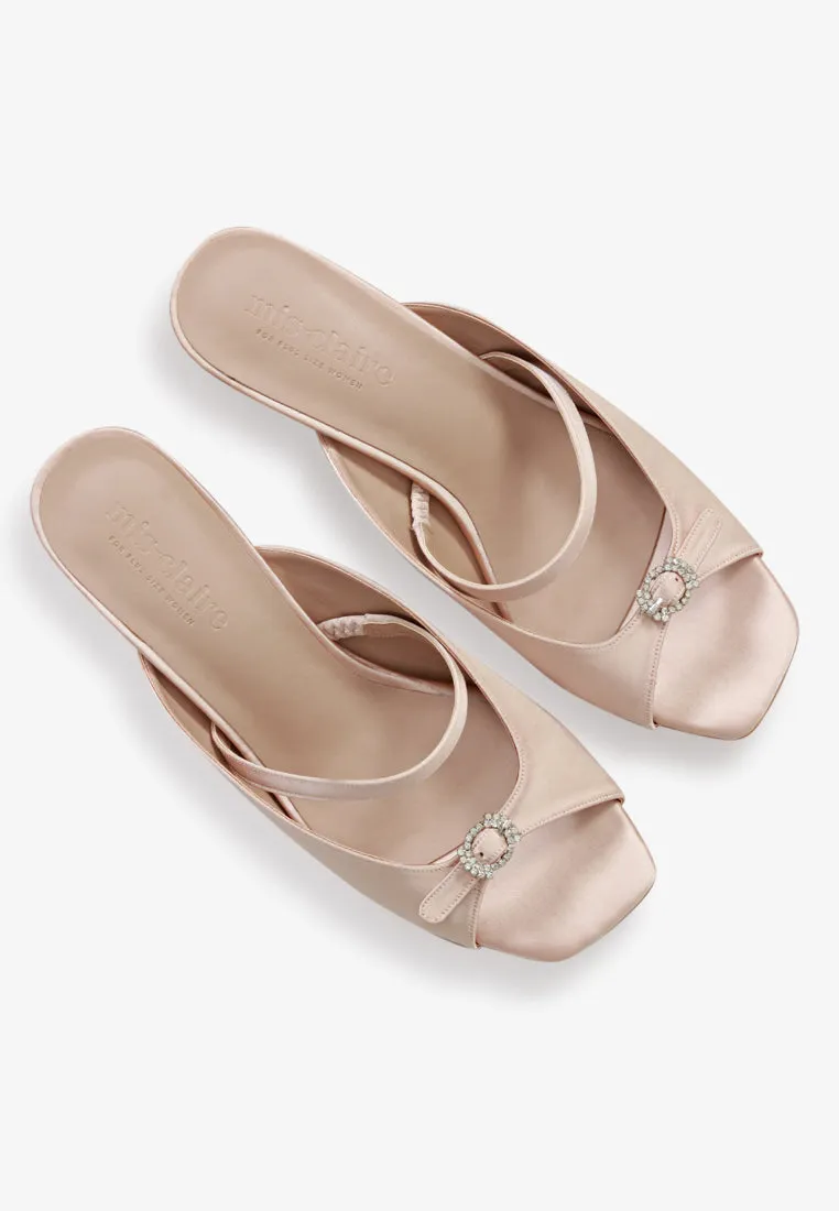 Eliza Elegant Peep Toe Heels - Nude