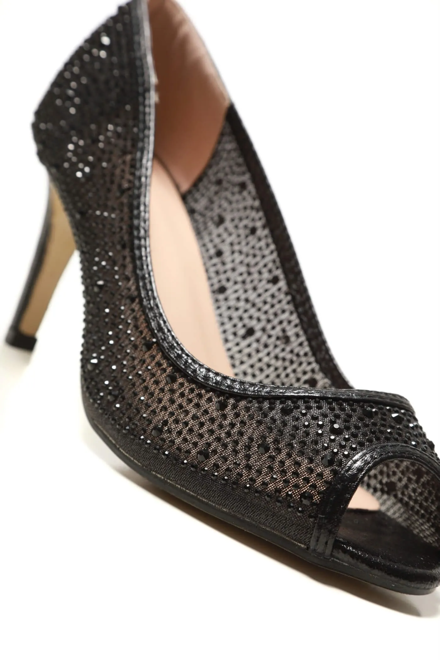 Elizabeth medium heel diamante mesh open toe