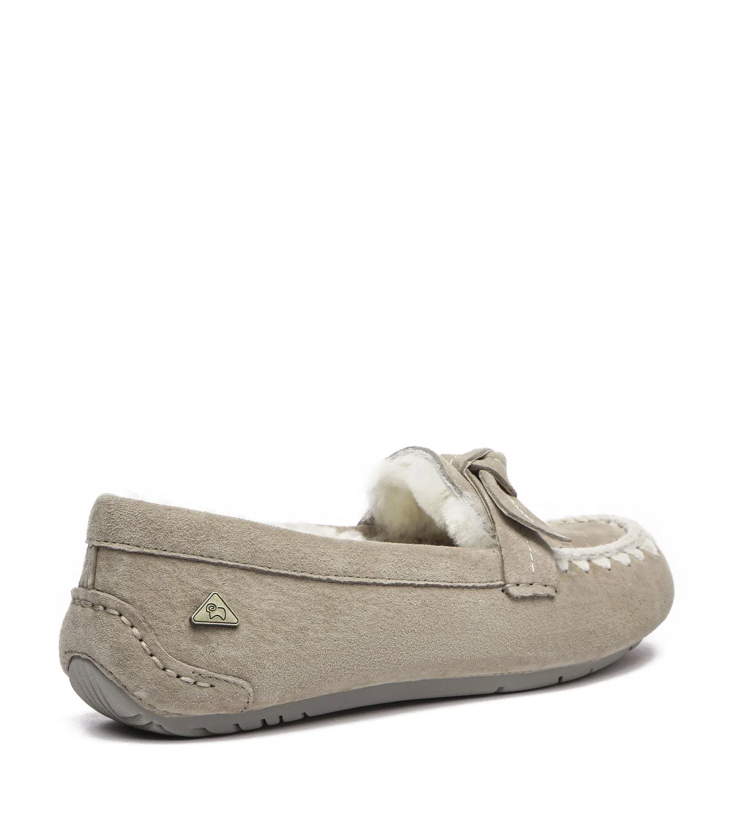 EVERAU Sheepskin Wool Bow Ankle Slippers – Woven Moccasins EA1021