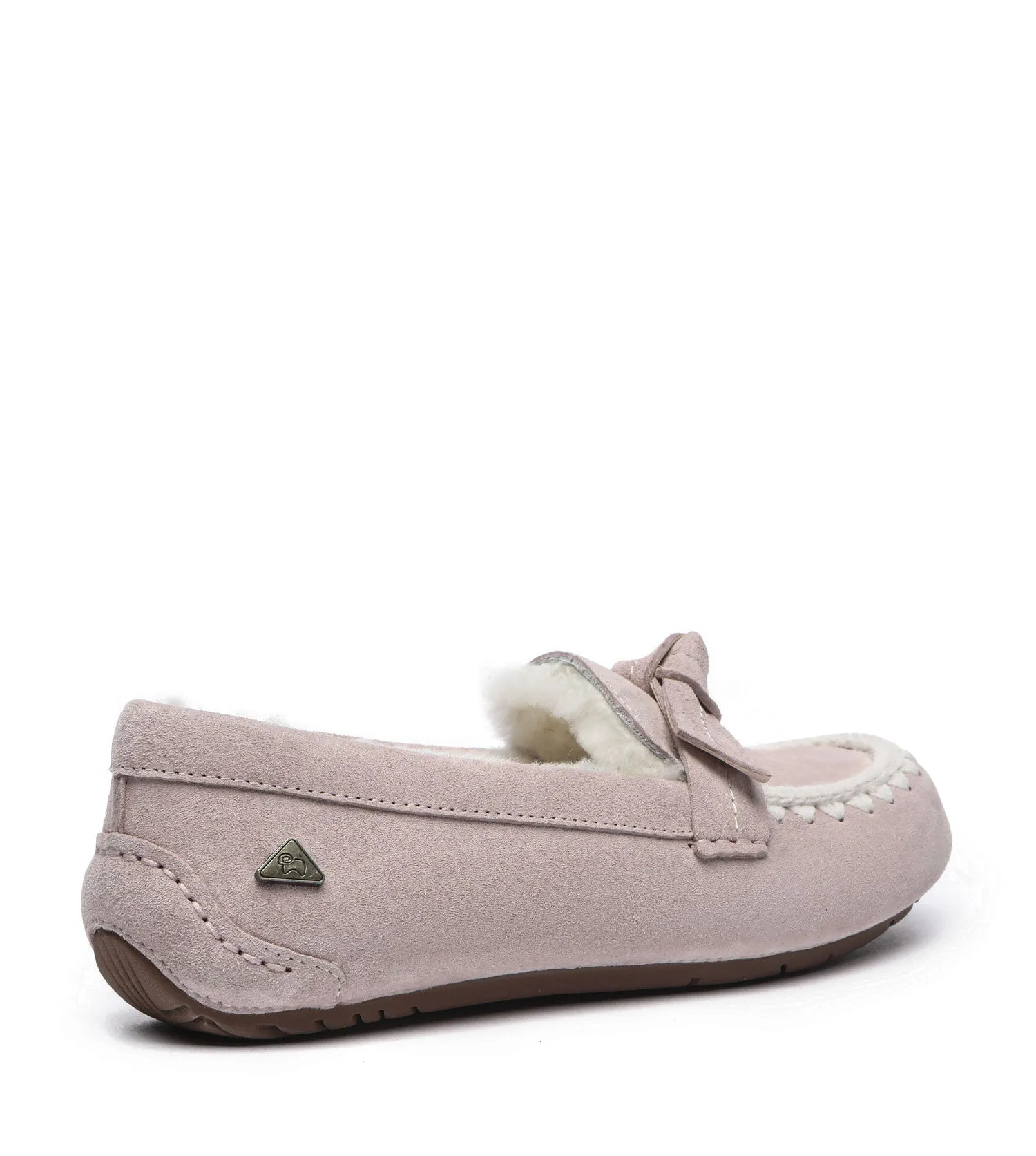 EVERAU Sheepskin Wool Bow Ankle Slippers – Woven Moccasins EA1021