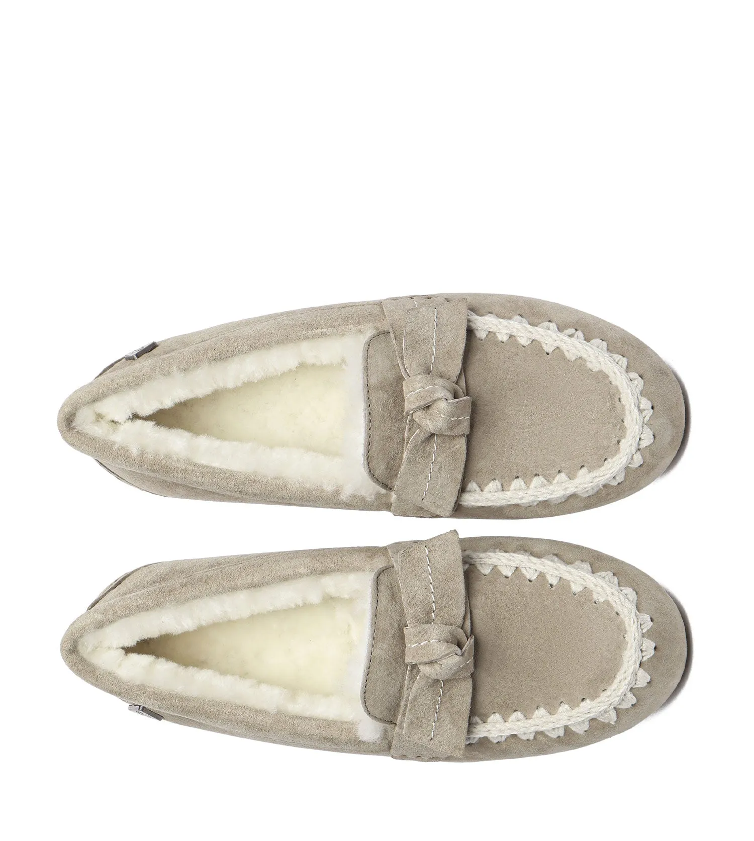 EVERAU Sheepskin Wool Bow Ankle Slippers – Woven Moccasins EA1021