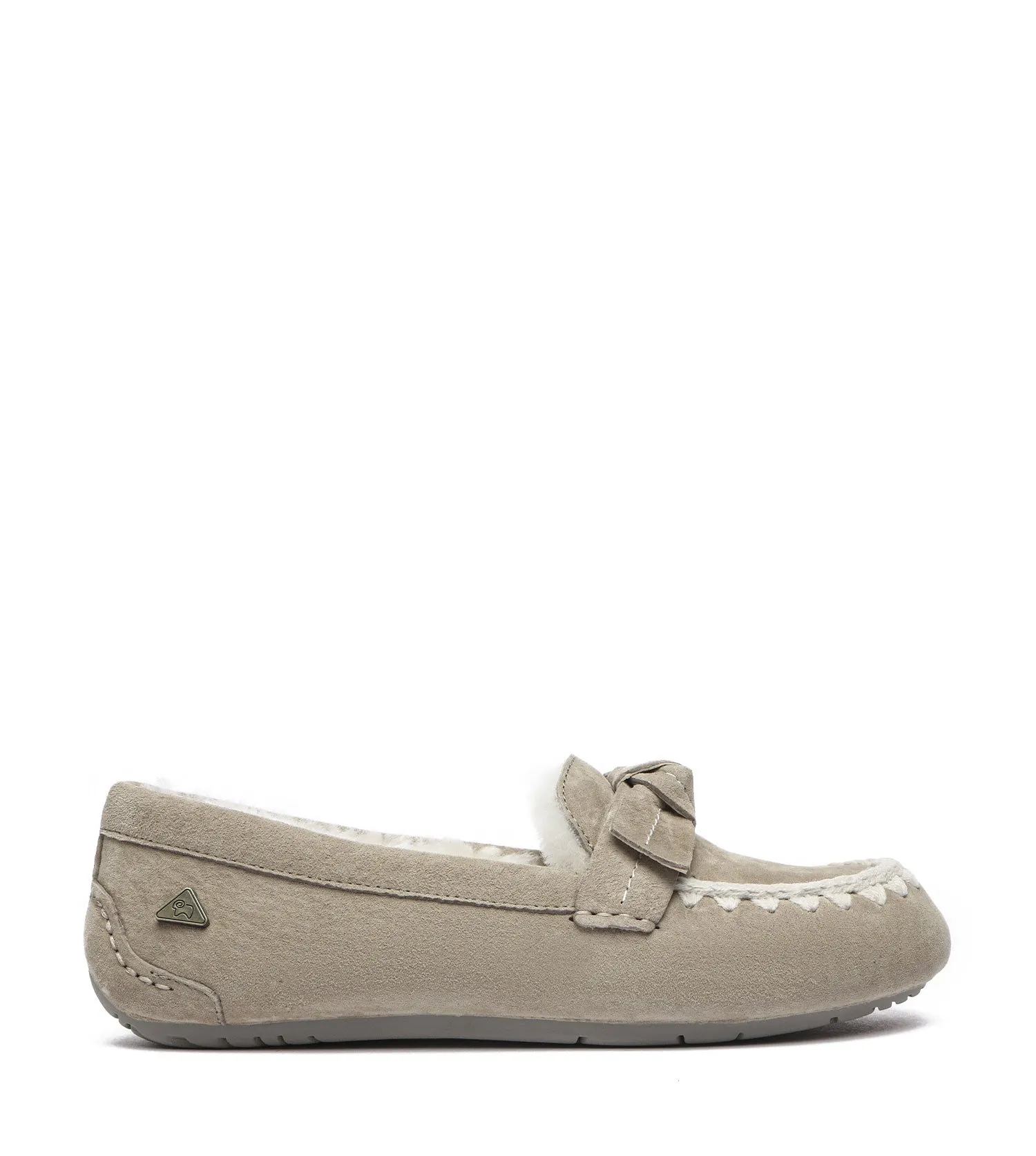 EVERAU Sheepskin Wool Bow Ankle Slippers – Woven Moccasins EA1021