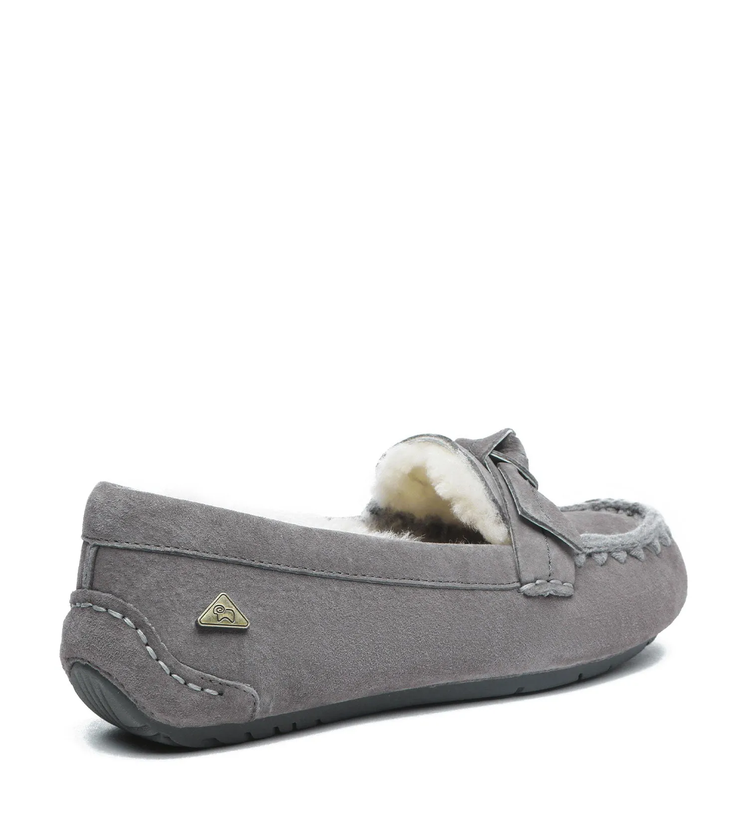 EVERAU Sheepskin Wool Bow Ankle Slippers – Woven Moccasins EA1021