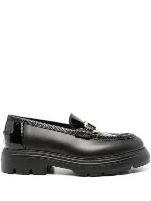 Ferragamo Elegant Black Leather Slip-On Loafers for Women